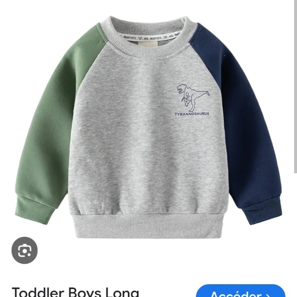 💫Carter's Baby Boy Striped Dinosaur Sweatshirt - Green and Blue - Picture 2 of 13